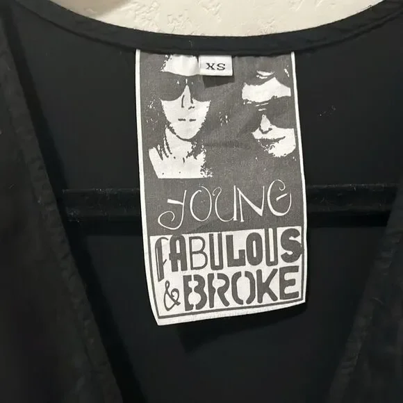 YOUNG FABULOUS & BROKE Classic Black Romper, Size XS - Picture 8 of 10